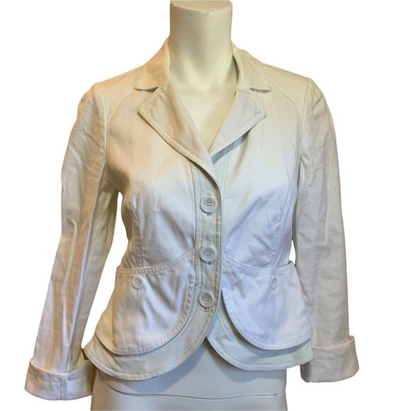 Armani Collezioni White Cotton Blend Jacket with Lamb Leather Trim Antinea Srl 4 - Picture 1 of 6